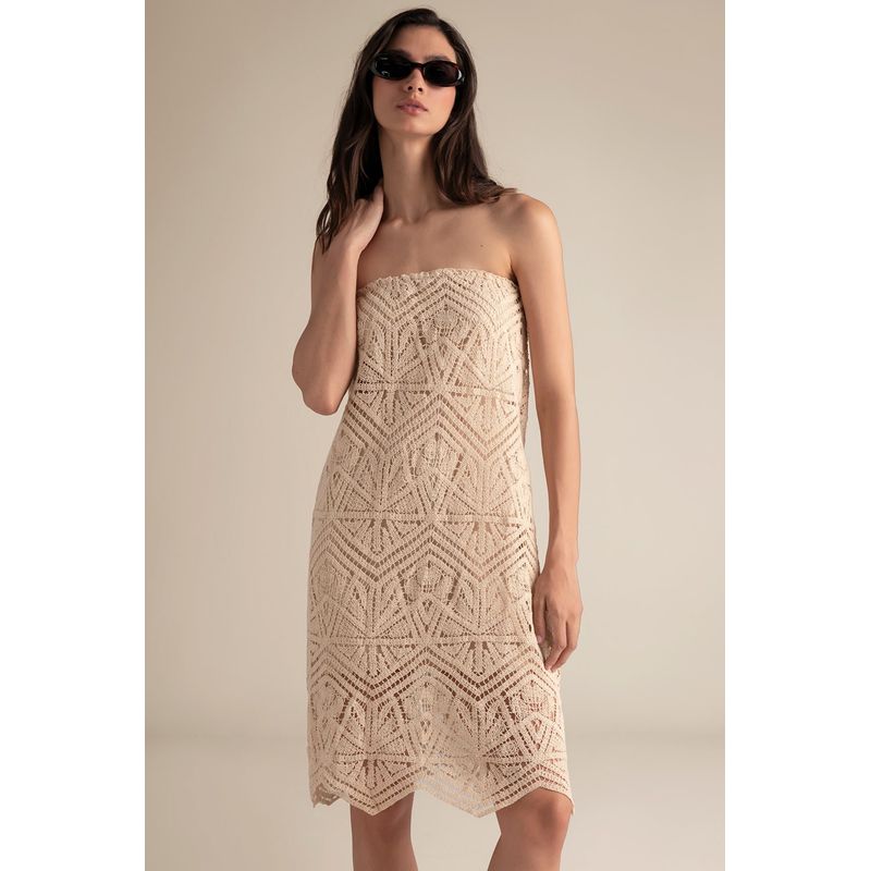 TOUCHE BALNEAIRE - VESTIDO CORTO STRAPLESS EN MALLA  0F85052
