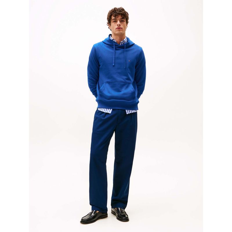 TOMMY HILFIGER - Buzo azul de felpa con capota y logo bordado Tommy Hilfiger