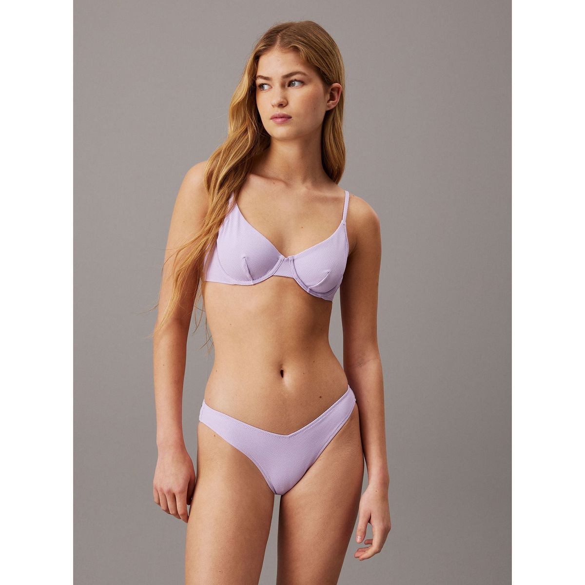 CALVIN KLEIN - Parte morado superior de bikini - CK Monogram Texture Calvin Klein