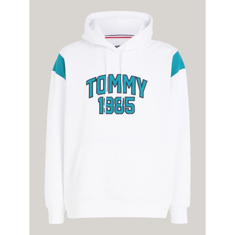 TOMMY HILFIGER - Buzo blanco Varsity amplio con gorro y logo Tommy Jeans