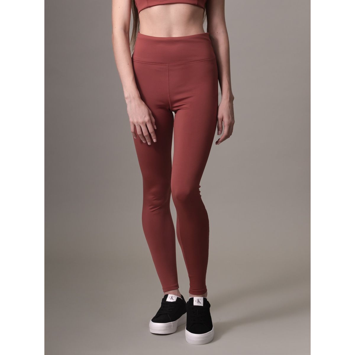 CALVIN KLEIN - Leggings rojo deportivos con logotipo Calvin Klein