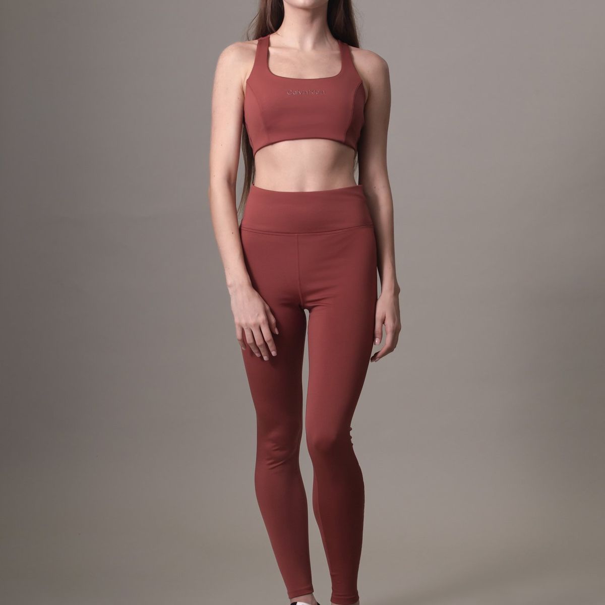 CALVIN KLEIN - Leggings rojo deportivos con logotipo Calvin Klein