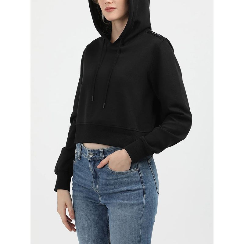 CALVIN KLEIN - Buzo negro con capota de logo elastic Calvin Klein