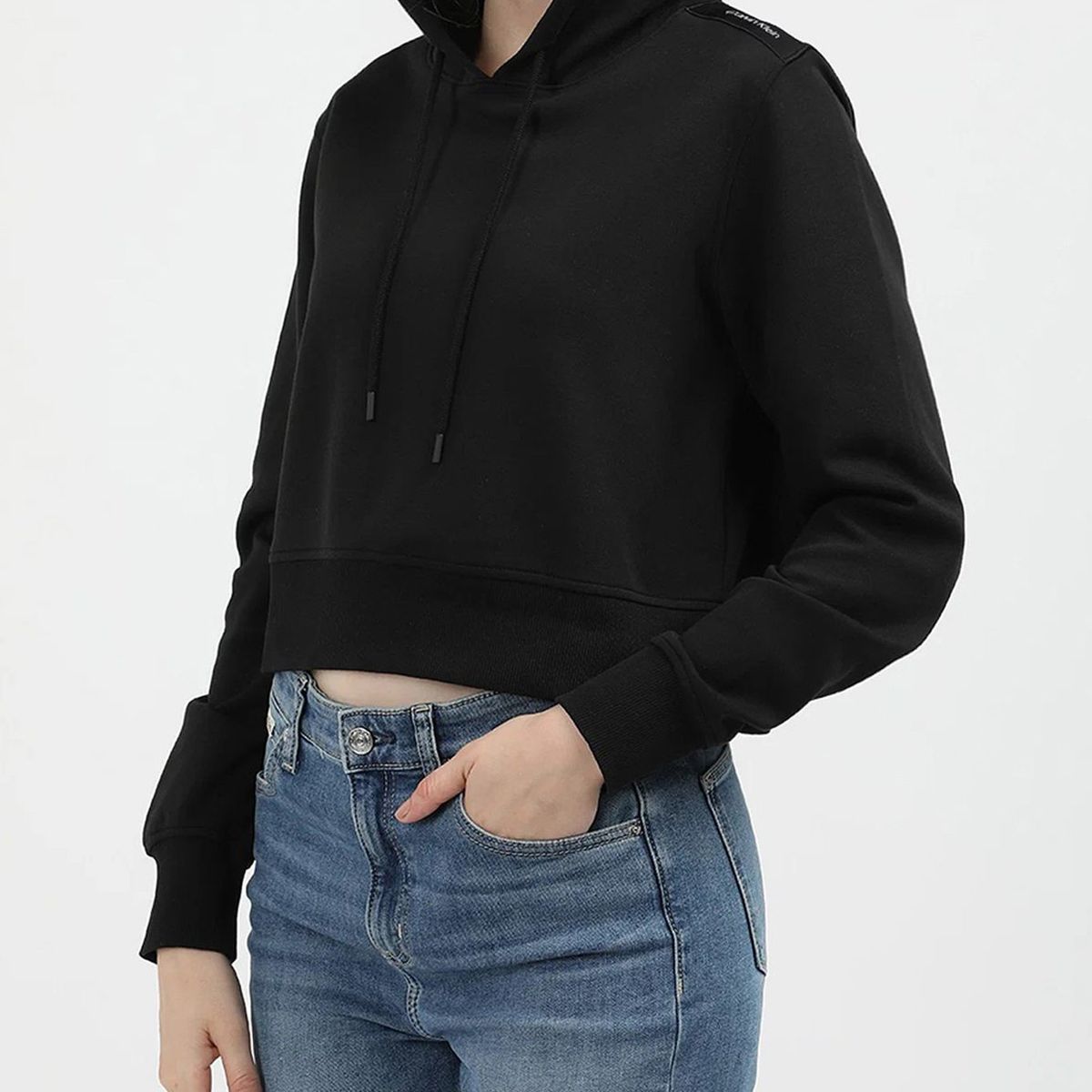 CALVIN KLEIN - Buzo negro con capota de logo elastic Calvin Klein