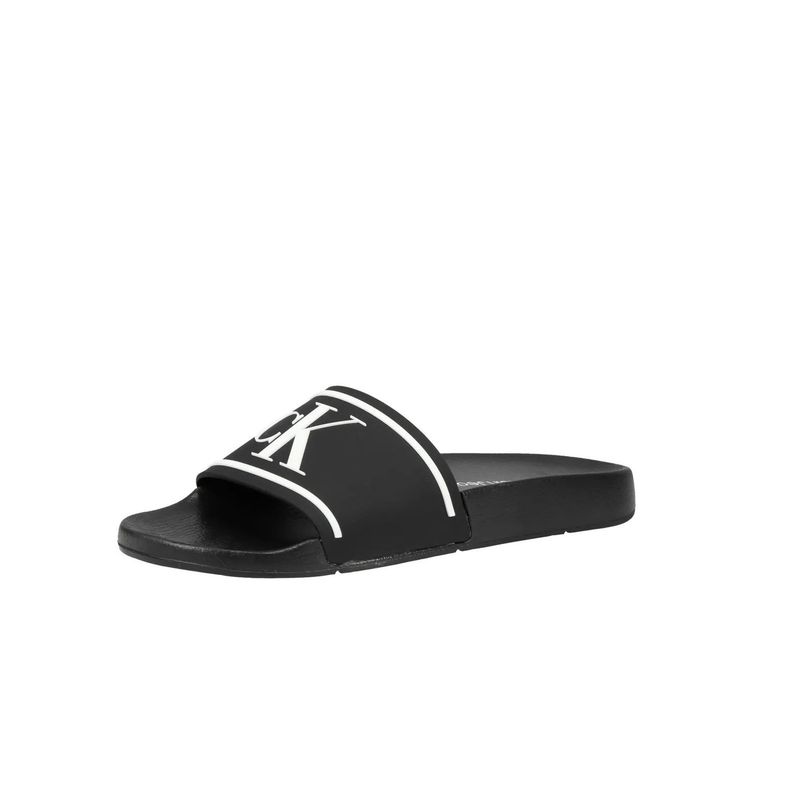 CALVIN KLEIN - Chancleta negra con monograma en relieve carina Calvin Klein