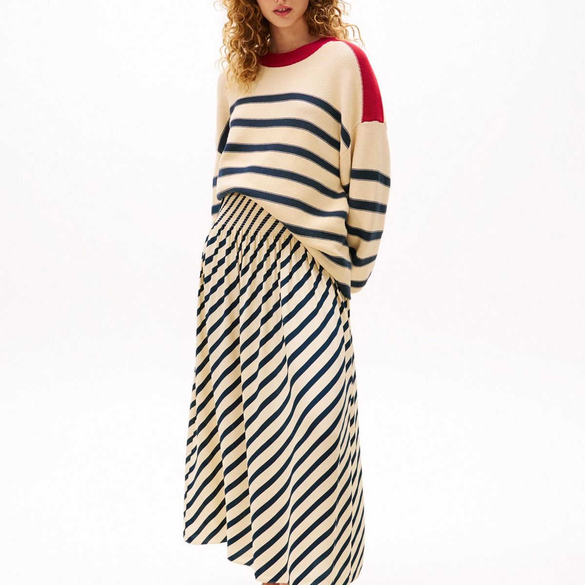 TOMMY HILFIGER - Falda Beige Larga Plisada The Sofia Capsule