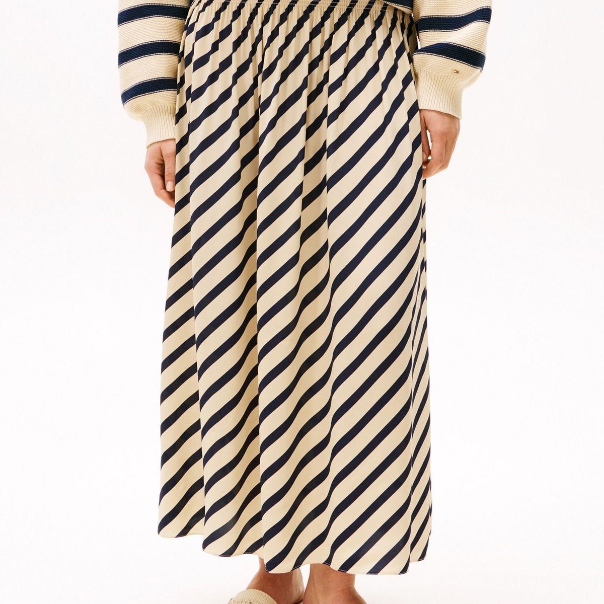 TOMMY HILFIGER - Falda Beige Larga Plisada The Sofia Capsule