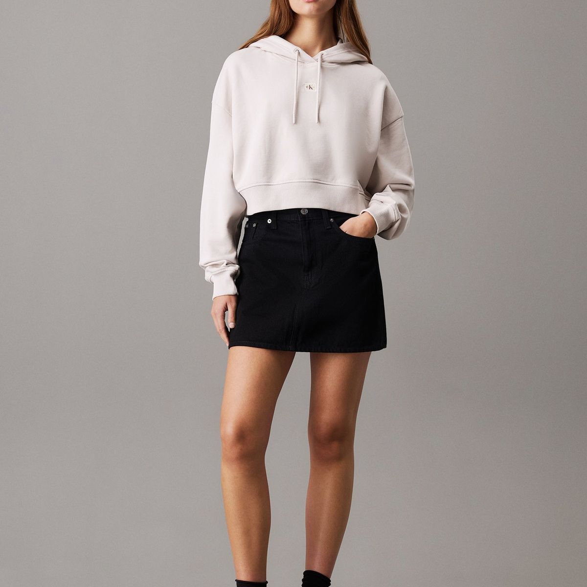 CALVIN KLEIN - Buzo blanco boxy con capota de felpa de algodón Calvin Klein