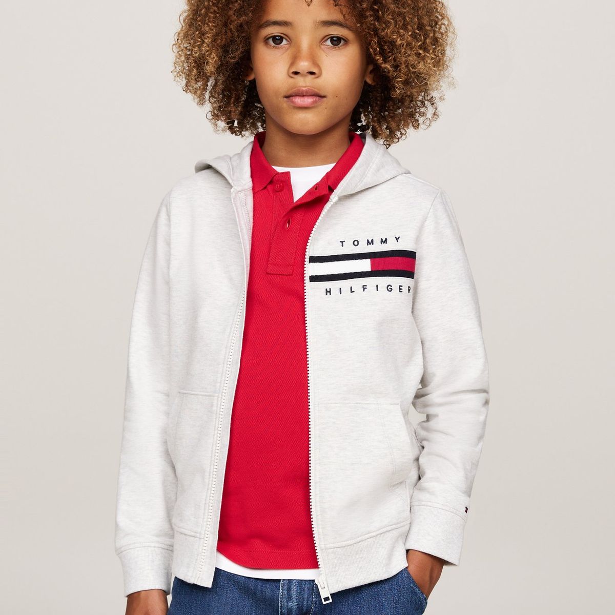 TOMMY HILFIGER - Buzo Con Capota Y Ribetes Distintivos Para Niño Tommy Hilfiger