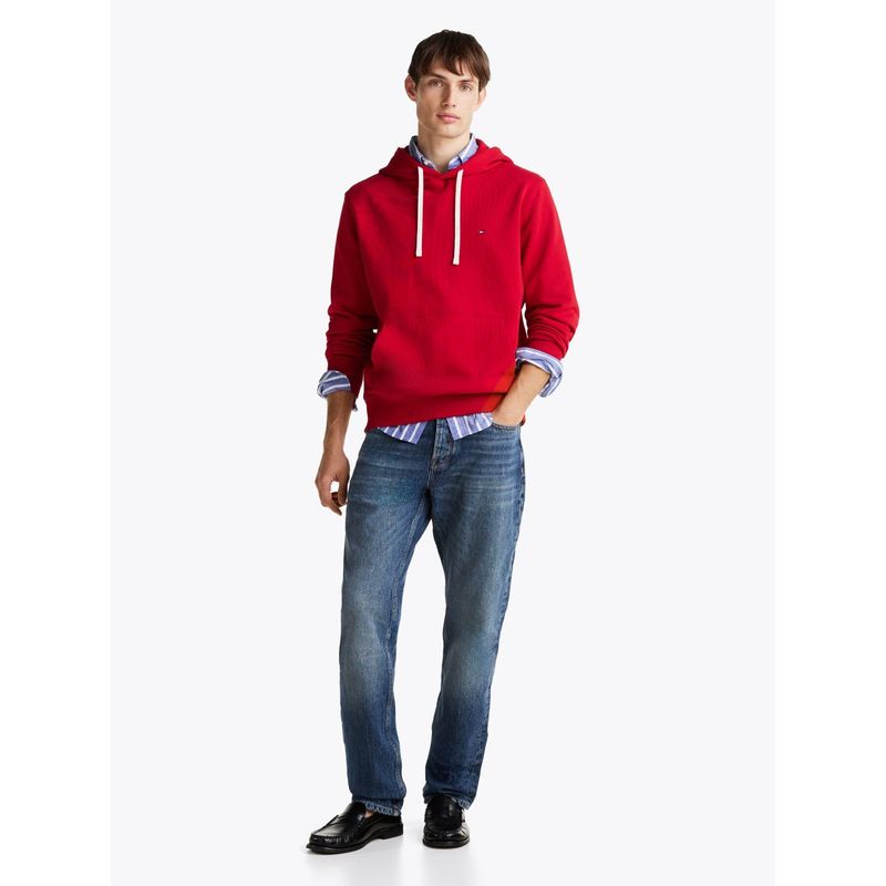 TOMMY HILFIGER - Buzo rojo de felpa con capota y logo bordado Tommy Hilfiger