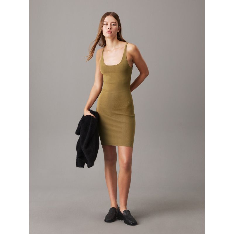 CALVIN KLEIN - Vestido verde estilo bodycon de punto canal Calvin Klein