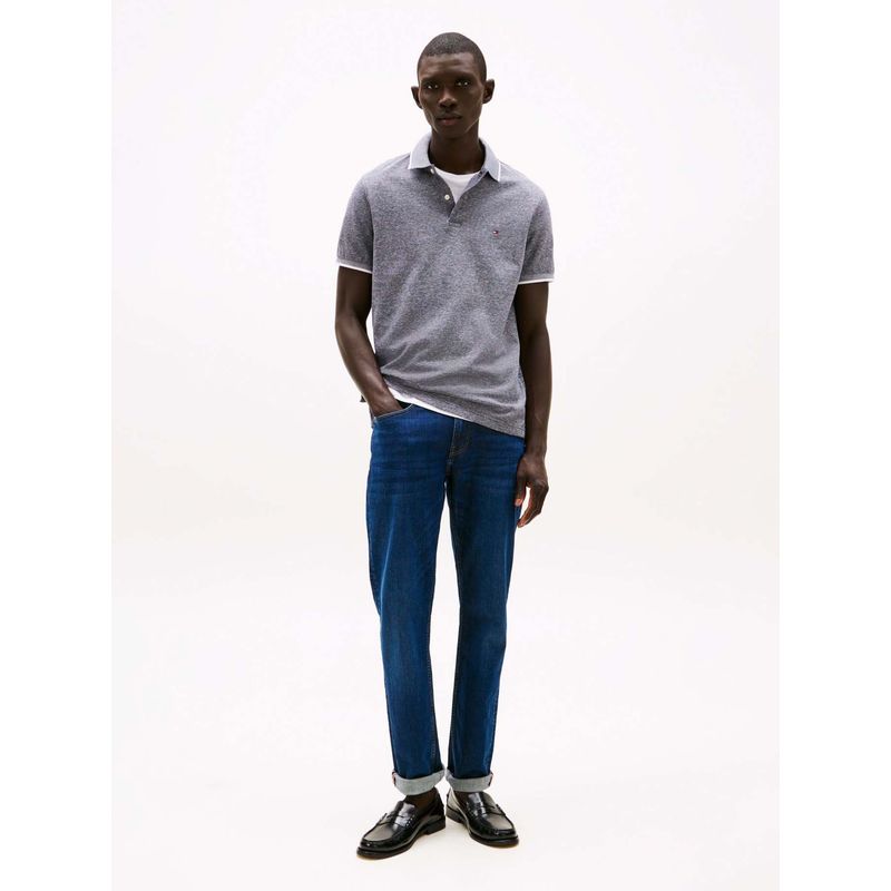 TOMMY HILFIGER - Polo azul de corte regular con logo Tommy Hilfiger