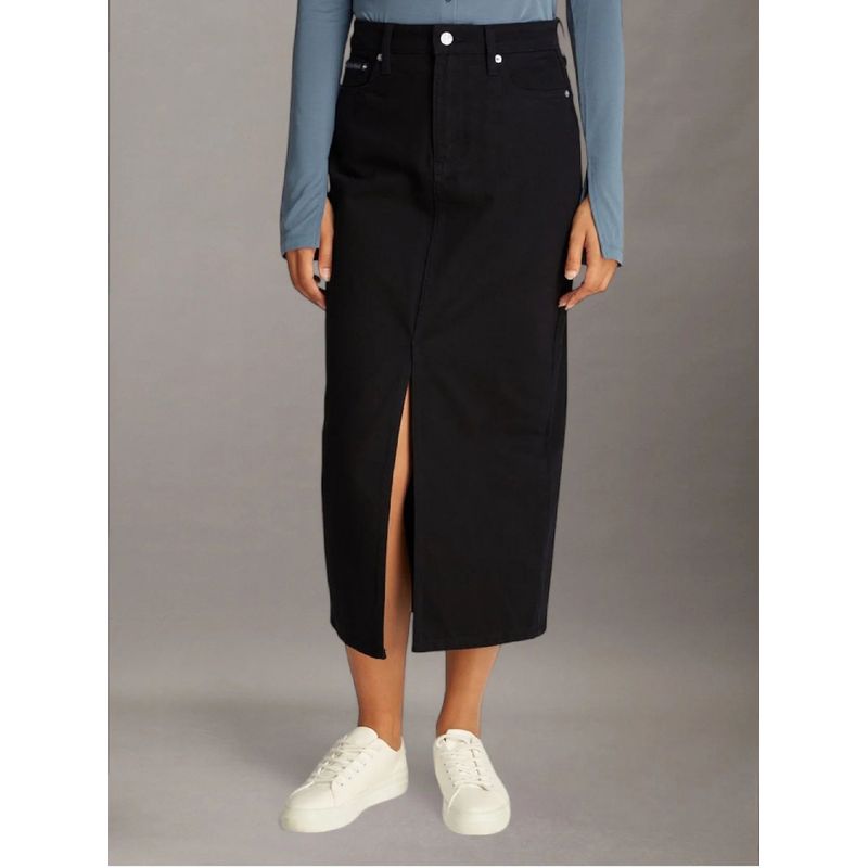 CALVIN KLEIN - Falda Negro Larga Denim Calvin Klein