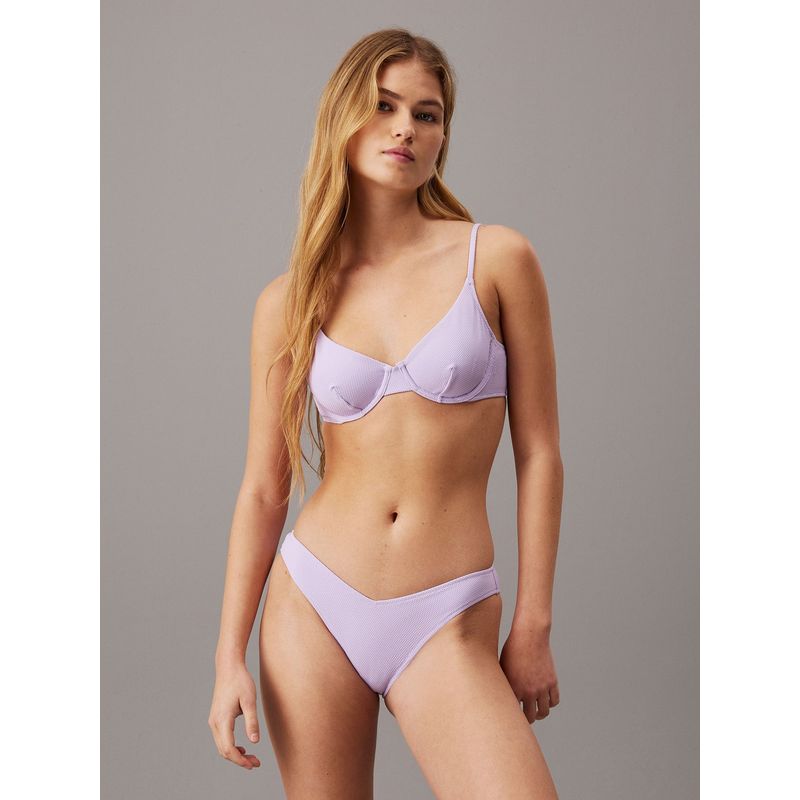 CALVIN KLEIN - Partes morado inferior de bikini tipo brasileña - CK Monogram Texture Calvin Klein