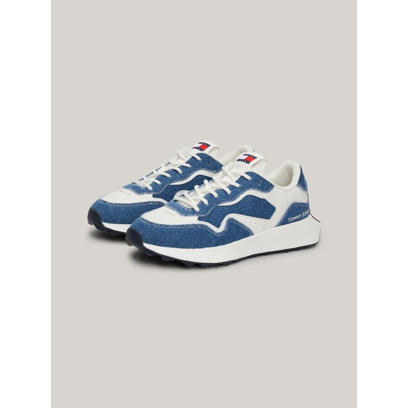 TOMMY HILFIGER - Tenis azul denim con diseño retro Tommy Hilfiger