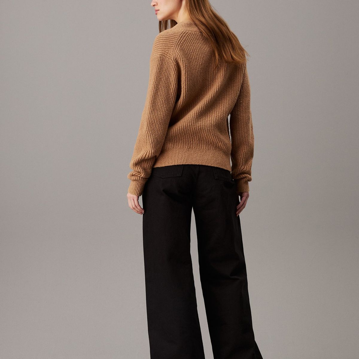 CALVIN KLEIN - Saco Café tejido de pico de buclé de canalé Calvin Klein