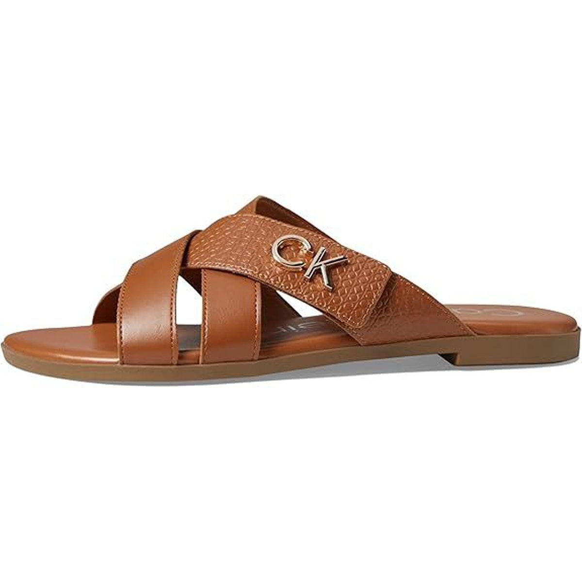 CALVIN KLEIN - Sandalias chocolate con monograma metálico Calvin Klein