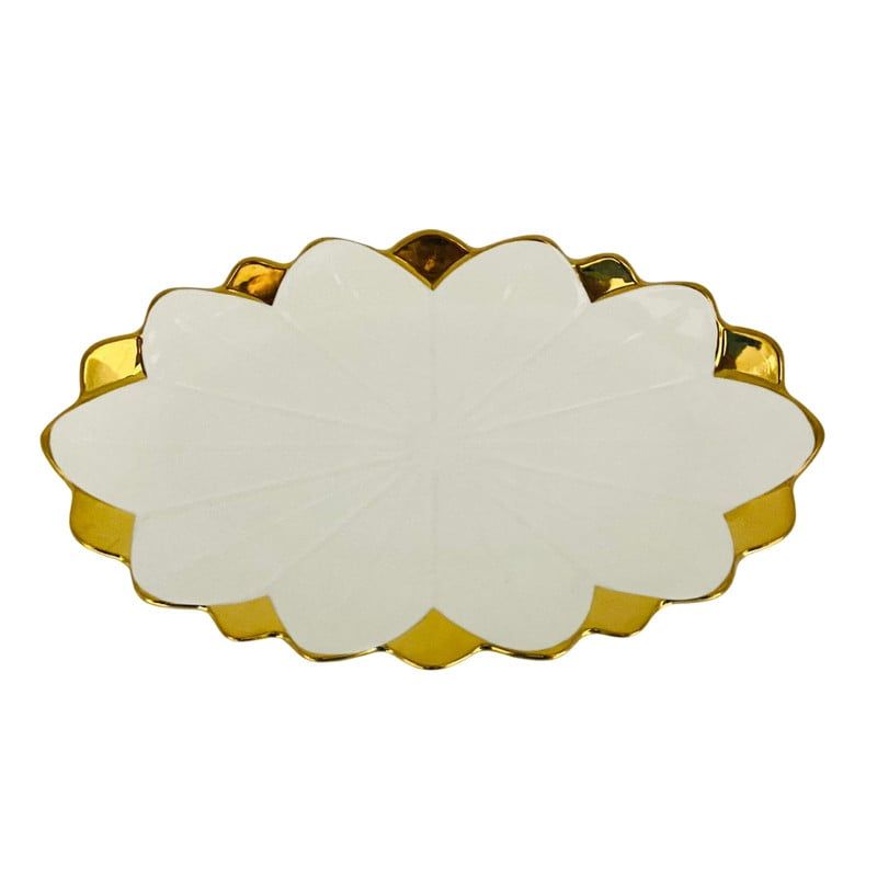 GENERICO - Bandeja Decorativa Ovalada Plana 17cm Con Borde Dorado