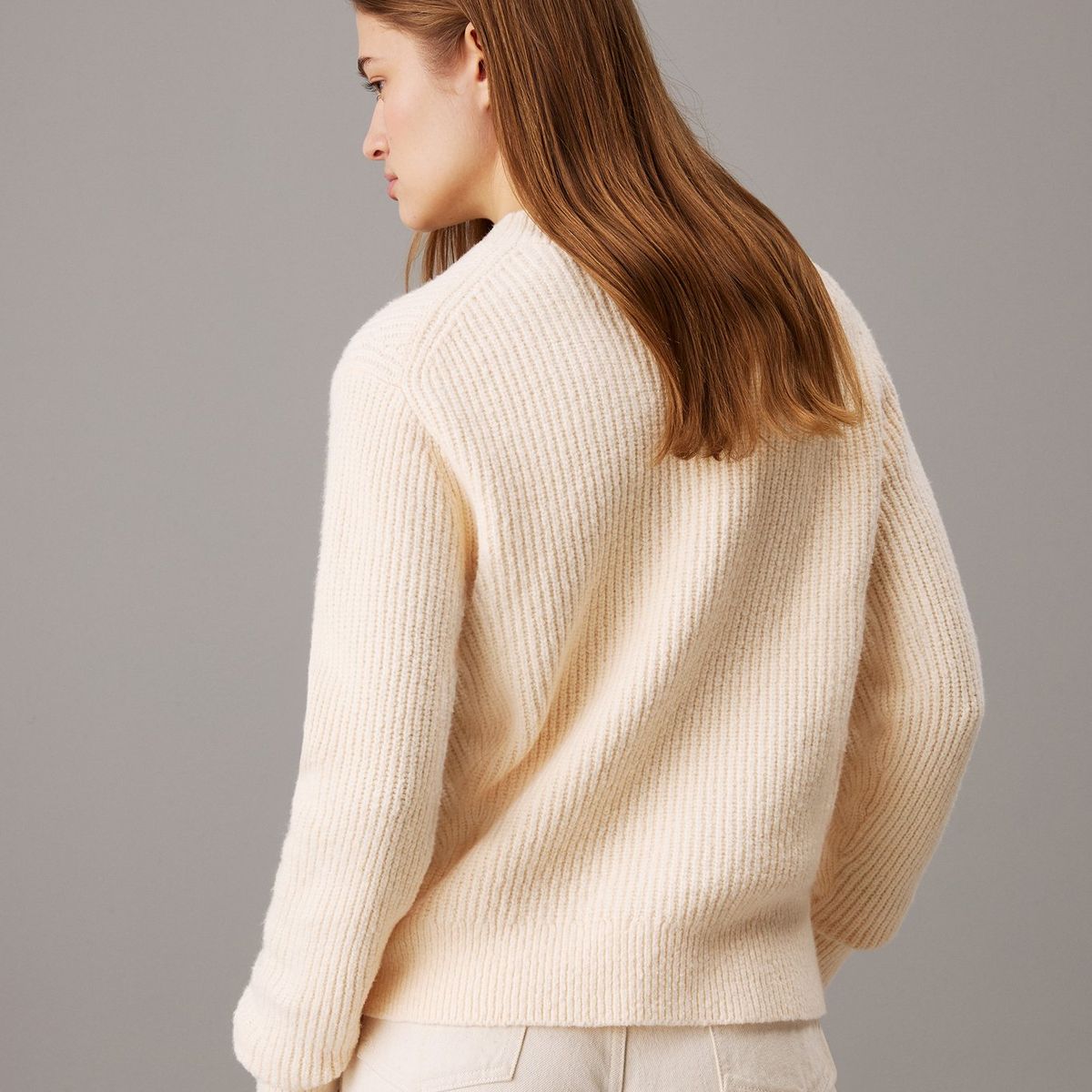 CALVIN KLEIN - Saco Beige tejido buclé de canalé Calvin Klein