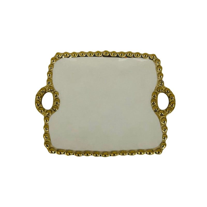 GENERICO - Bandeja Decorativa 15x17cm Rectangular Dorado