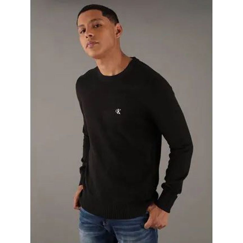 CALVIN KLEIN - Saco negro tejido moderno con cuello redondo Calvin Klein