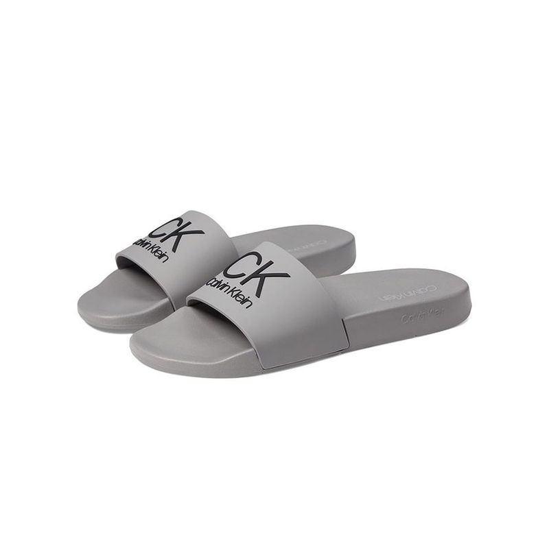 CALVIN KLEIN - Sandalias gris con monograma Calvin Klein