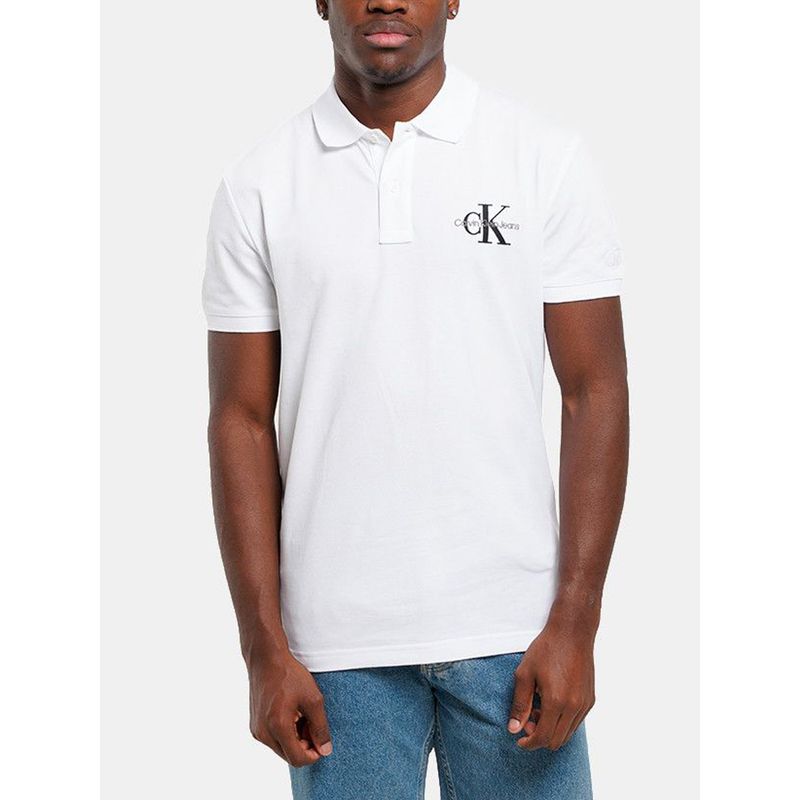 CALVIN KLEIN - Polo blanco con monograma Calvin Klein