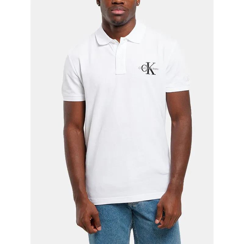 CALVIN KLEIN - Polo blanco con monograma Calvin Klein