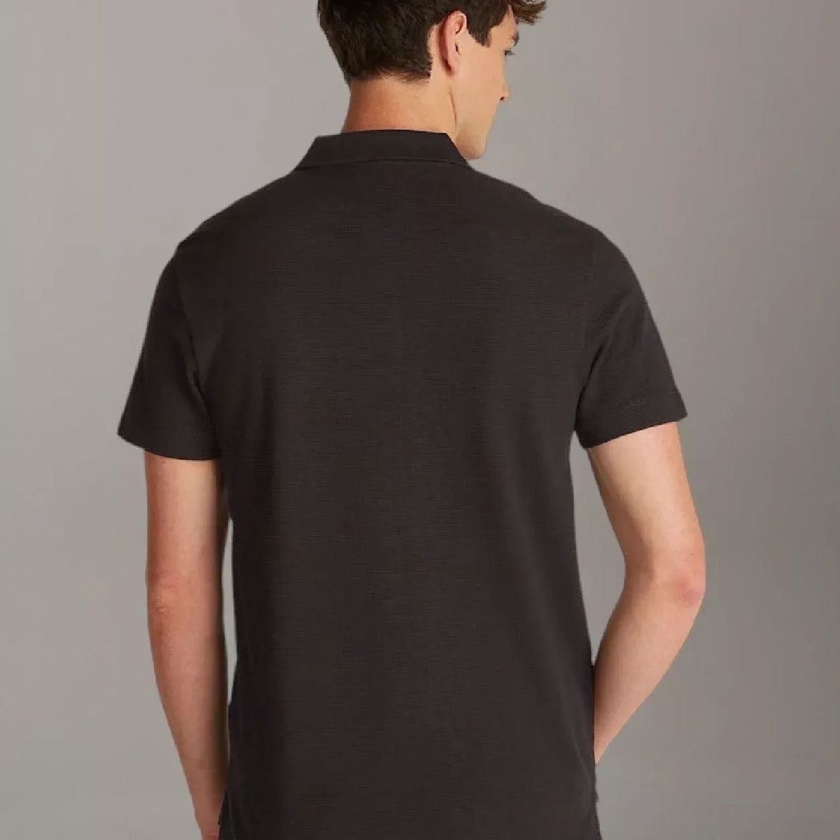 CALVIN KLEIN - Polo negro textured con monograma Calvin Klein