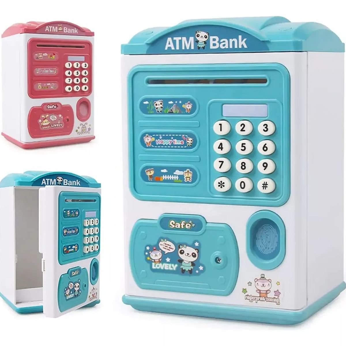 GENERICO - Alcancia Cajero Electrónico Niño-Niña Con Huella Caja Fuerte