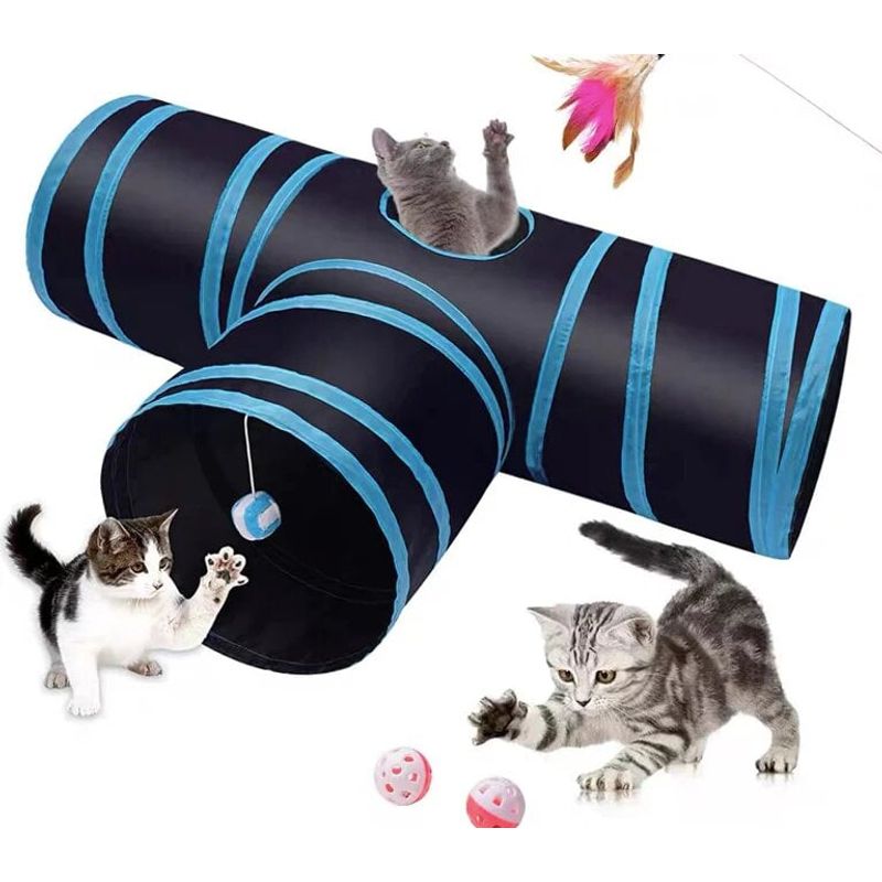 PETS ACCESORIOS - Tunel Gato Triple Negro