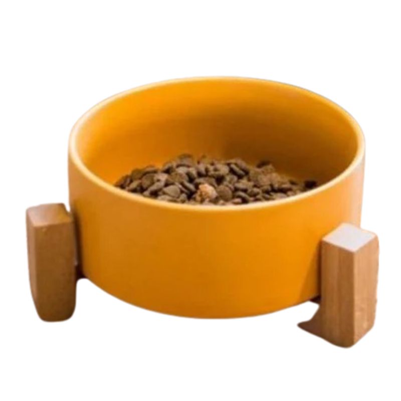 PETS ACCESORIOS - Comedero o Bebedero Ceramica Gato Amarillo