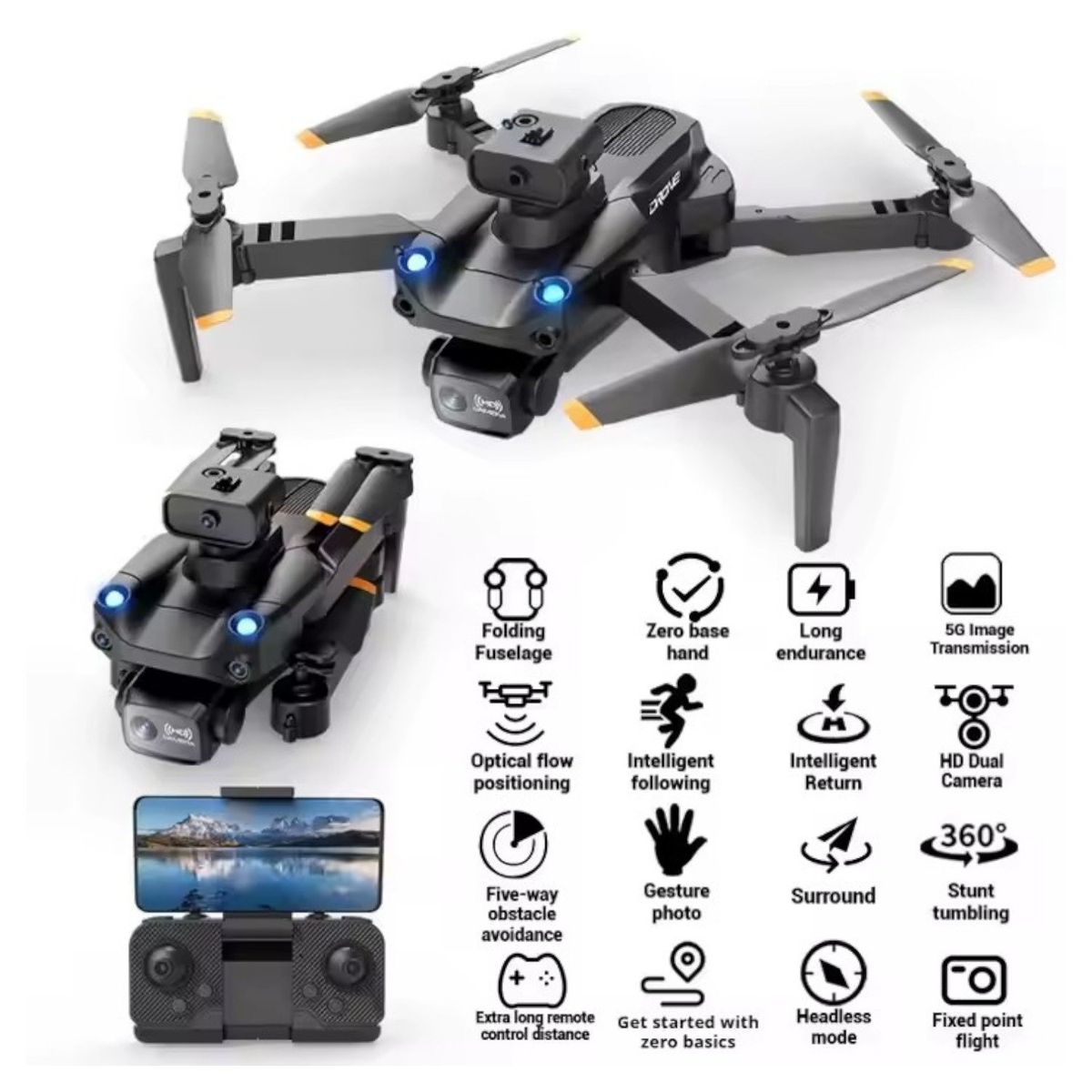 GENERICO - Dron Plegable Con Camara HD Graba En Alta Calidad