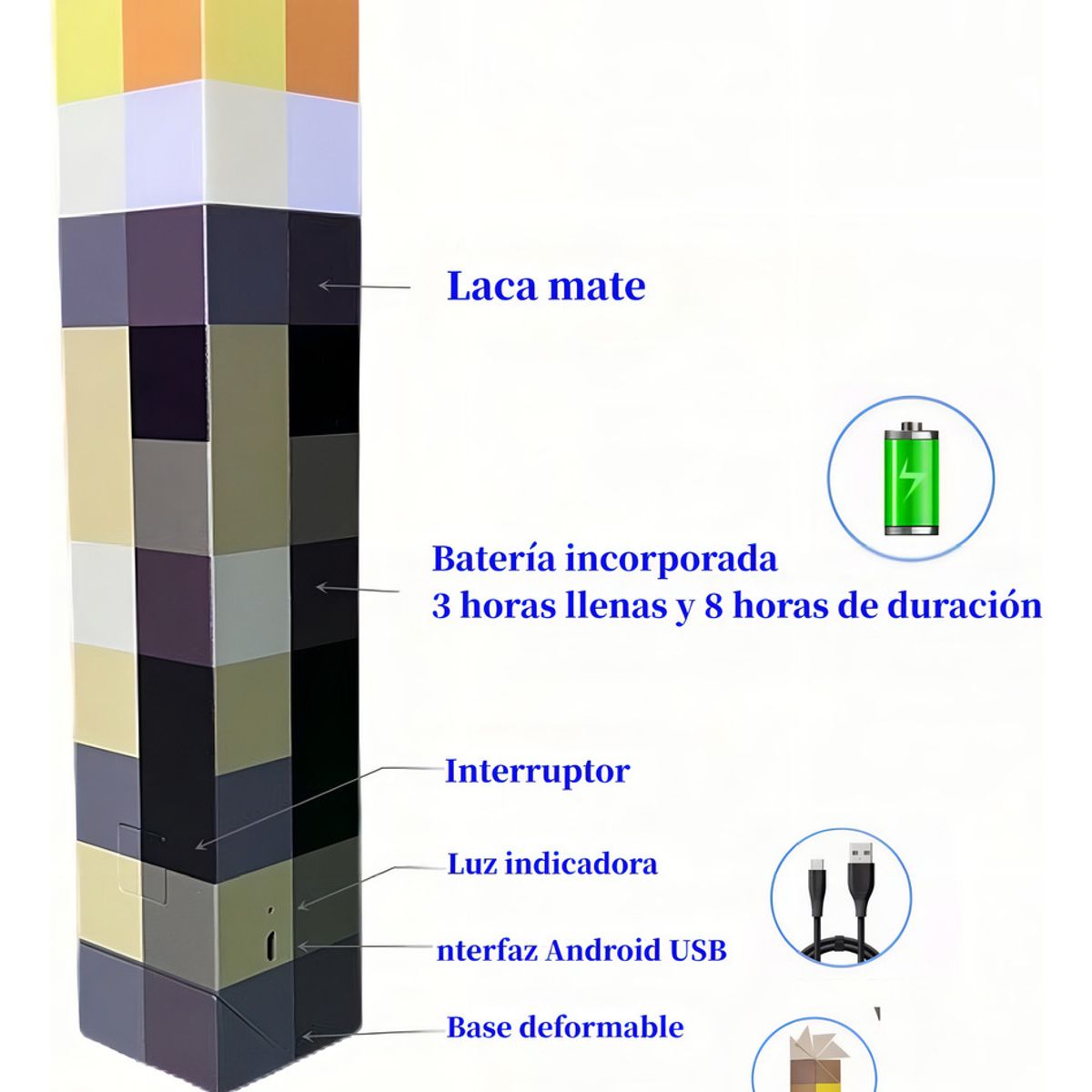 MINECRAFT - LAMPARA DECORATIVA PARA PIEZAS DISEÑO MINECRAFT