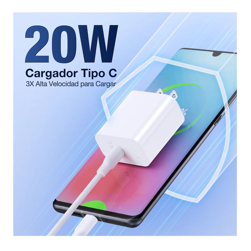 1 HORA - Cargador tipo C GAR153 1HORA con cable 20W