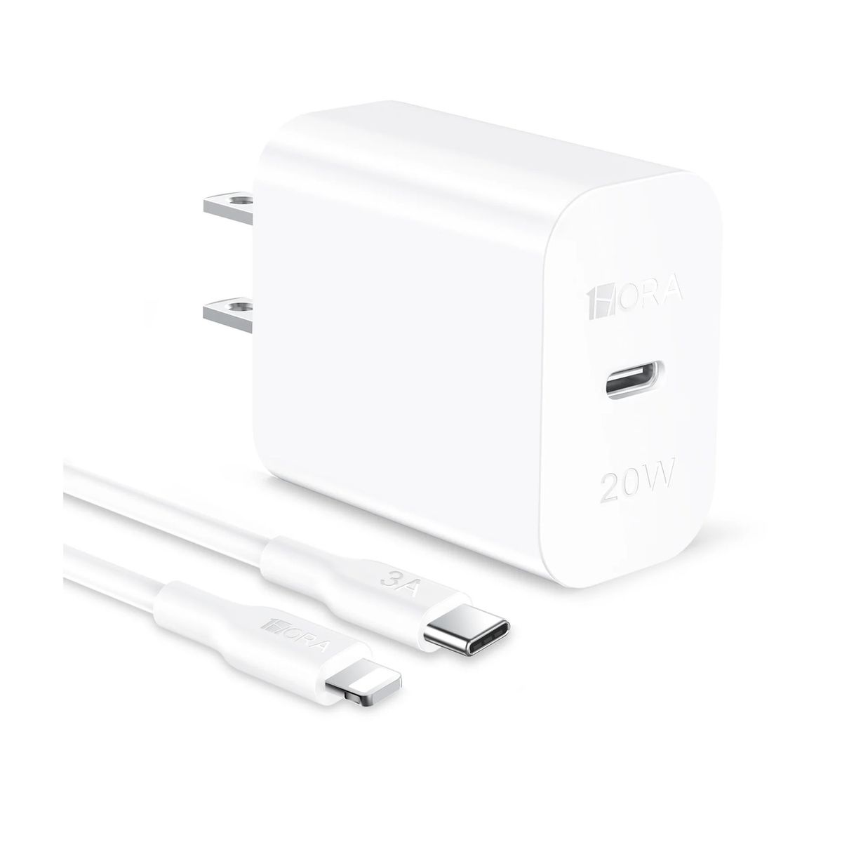 1 HORA - Cargador Para iPhone GAR154 1HORA de 20 W con cable Lightning