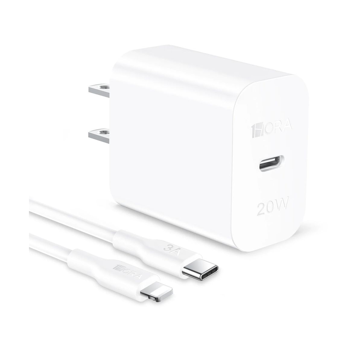 1 HORA - Cargador Para iPhone GAR154 1HORA de 20 W con cable Lightning