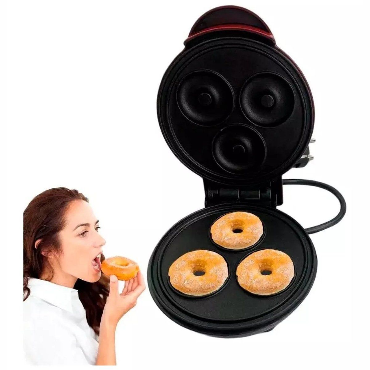 GENERICO - Mini Donera Maquina Donas 3 Puestos Antiadherente Rosquillas