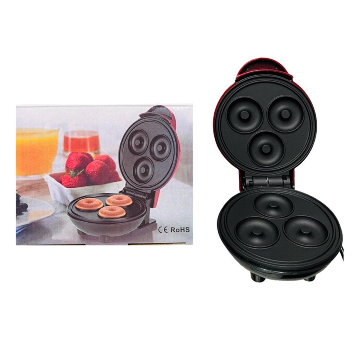 GENERICO - Mini Donera Maquina Donas 3 Puestos Antiadherente Rosquillas