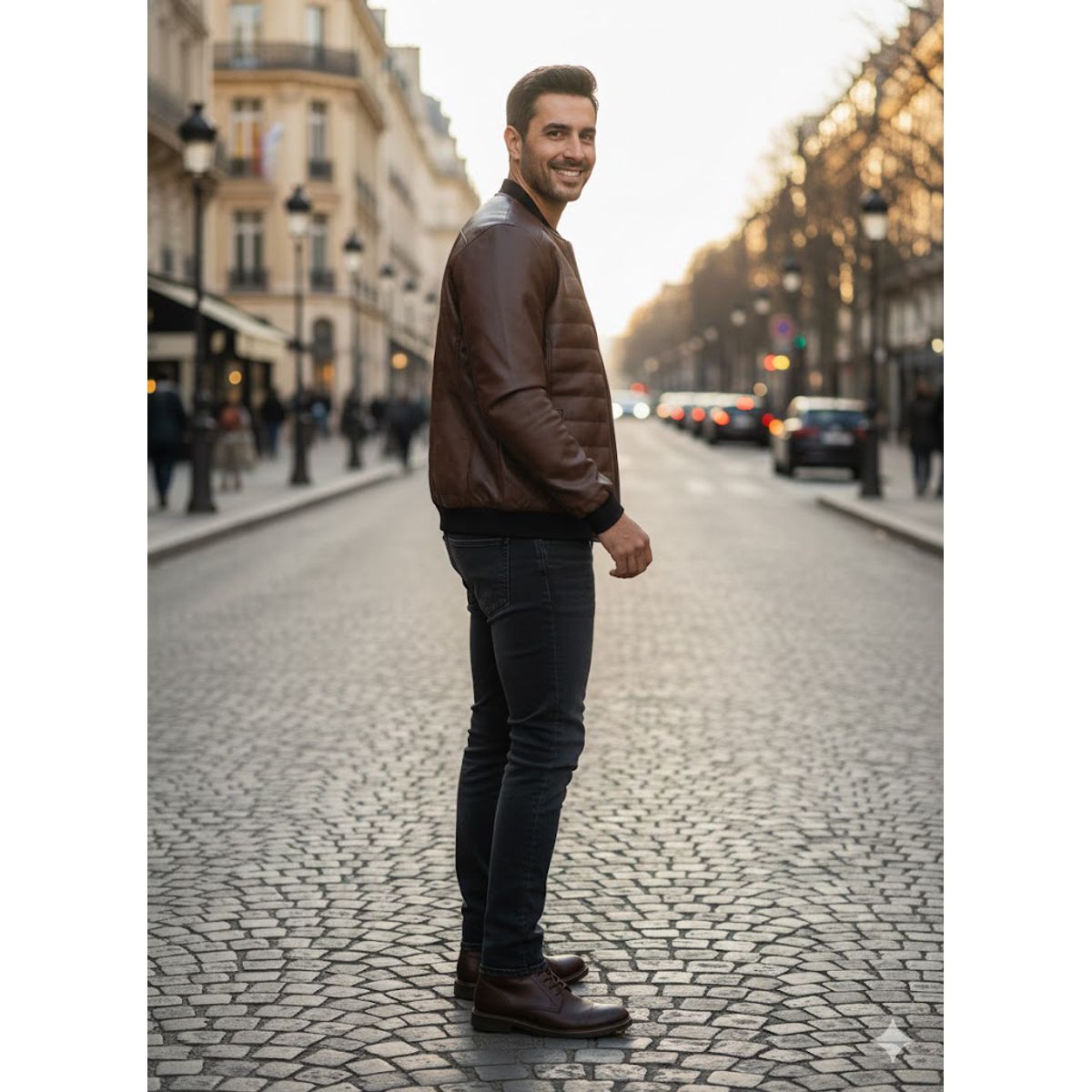 THE CLOTHING COMPANY - Chaqueta Hombre Cuero Sintético Diseño Lineas