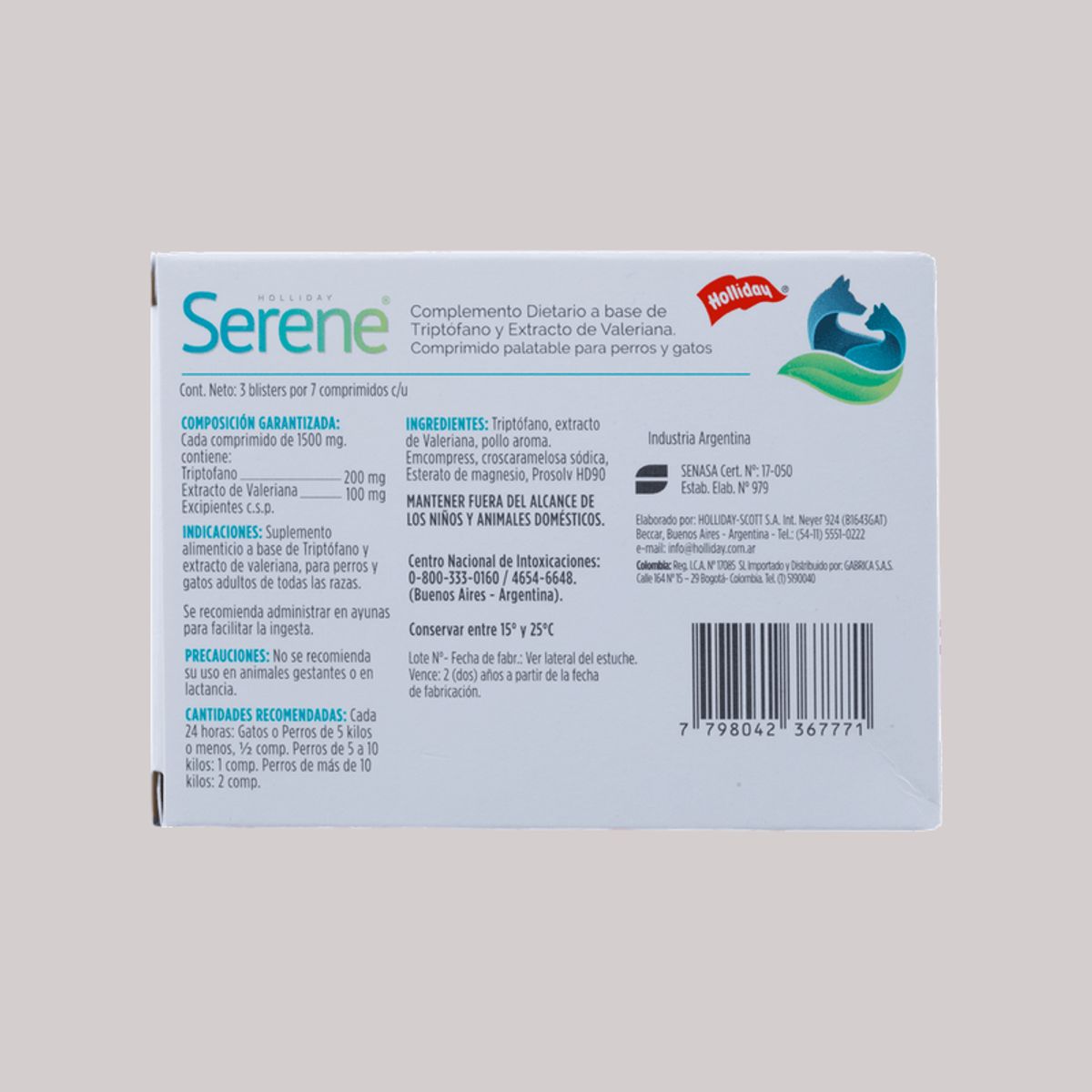 HOLLIDAY - Serene Biomodulador Perros y Gatos x 21 tabletas