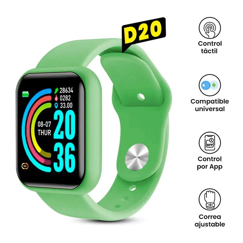 GENERICO - Smart Watch Reloj Inteligente D20 Regalo Niños Hombre Mujer Verde
