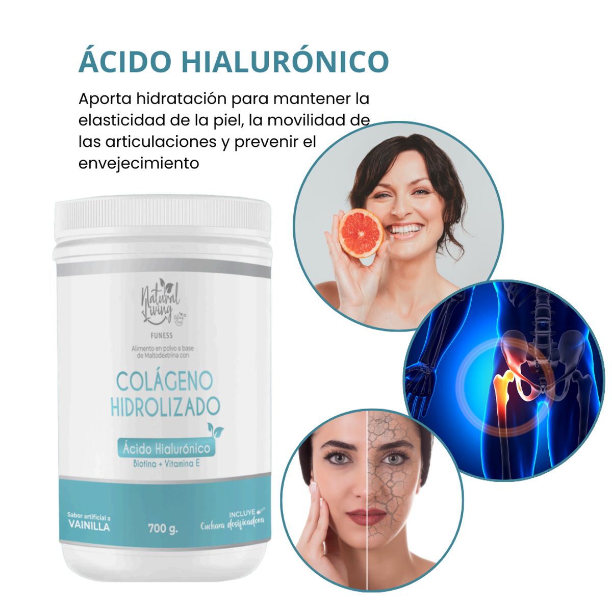 GENERICO - COLAGENO HIDROLIZADO MARINO CON ACIDO HIALURONICO + BIOTINA Y VITAMINA E