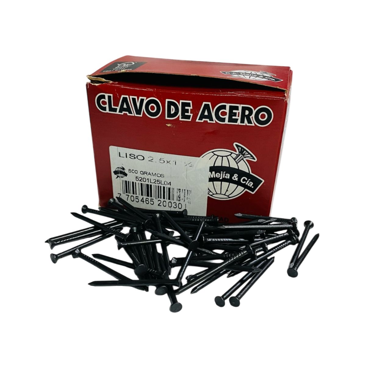 GENERICO - Clavos de Acero Liso 2.5 x 1 1/2 (1 Libra) C.A Mejia