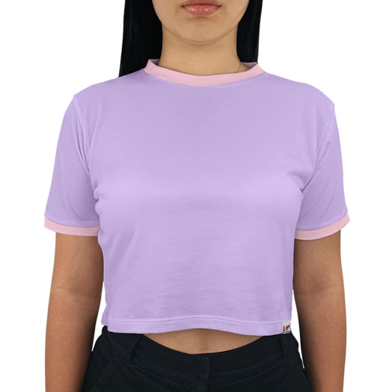 FUERA DEL MOLDE - Crop Top Bicolor Premium Lila  Rosado Bebé