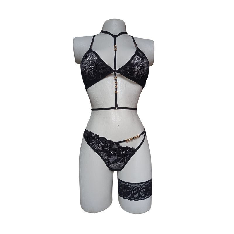 TEMPTATIONS - Lenceria conjunto ropa interior femenina liga