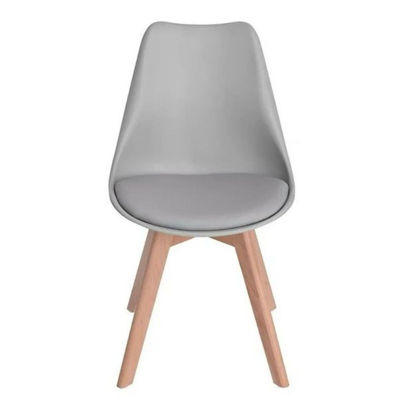 GENERICO - SILLA EMA CON COJIN PATAS DE MADERA Color Gris