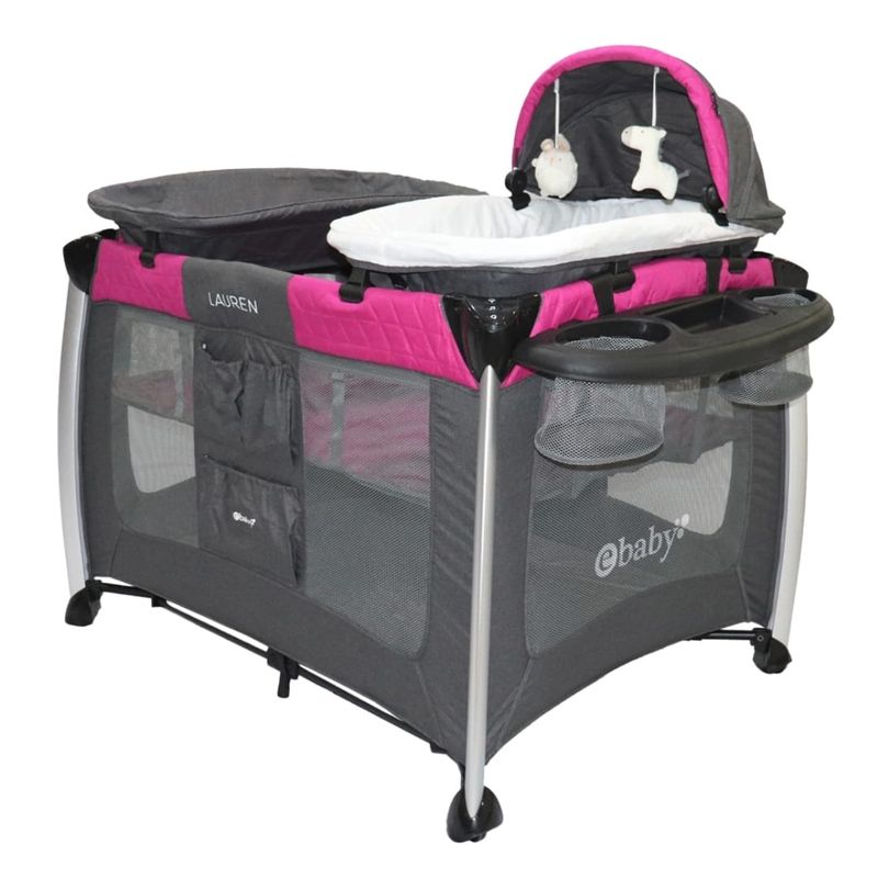 EBABY - Cuna Corral Para Bebe Moisés Doble Nivel Luz Y Sonidos
