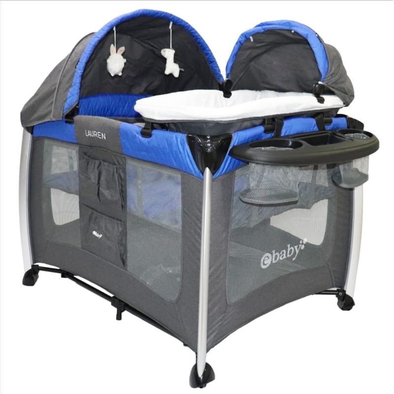 EBABY - Cuna Corral Para Bebe Moisés Doble Nivel Luz Y Sonidos