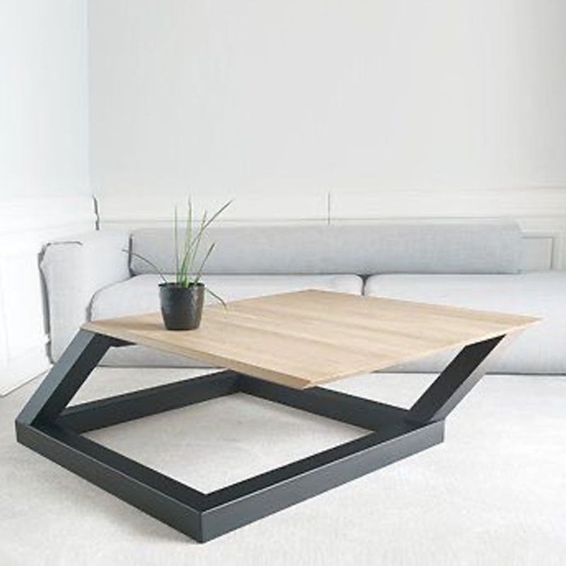 GENERICO - Mesa de Centro Andrea Rustico Industrial 70x70cm